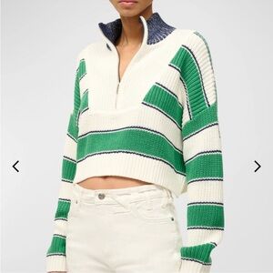 STAUD - CROPPED HAMPTON SWEATER BUNGALOW STRIPE, Size M